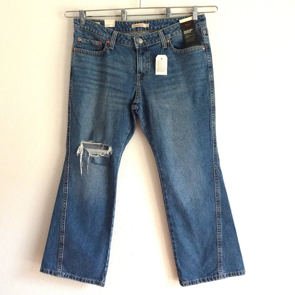 Levi's Bootcut Jeans Women's Size 34x30 Blue Denim Low Rise Noughties Distressed